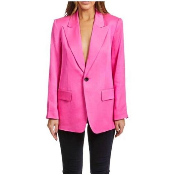 A.L.C. Bishop Il Peak Lapel Satin Blazer in Hot Pink Size 8 - Picture 11 of 12